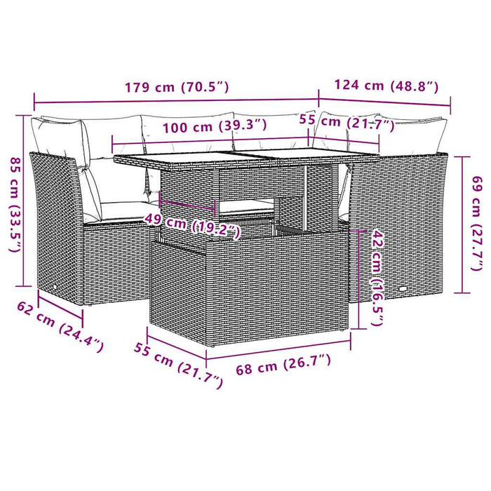 Set mobilier de grădină cu perne, 5 piese, negru, poliratan - WALTI WALTI