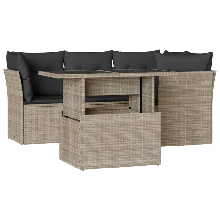 Set canapele de grădină cu perne, 5 piese gri deschis poliratan - WALTI WALTI