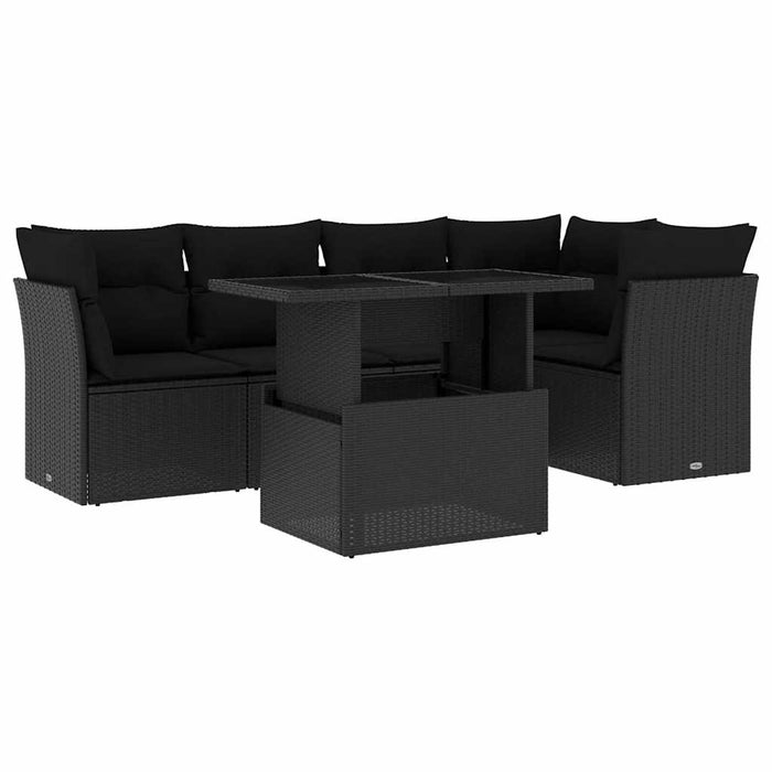 Set mobilier de grădină cu perne, 6 piese, negru, poliratan - WALTI WALTI
