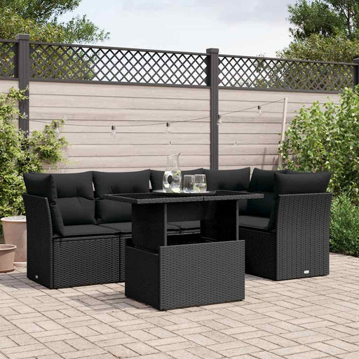 Set mobilier de grădină cu perne, 6 piese, negru, poliratan - WALTI WALTI