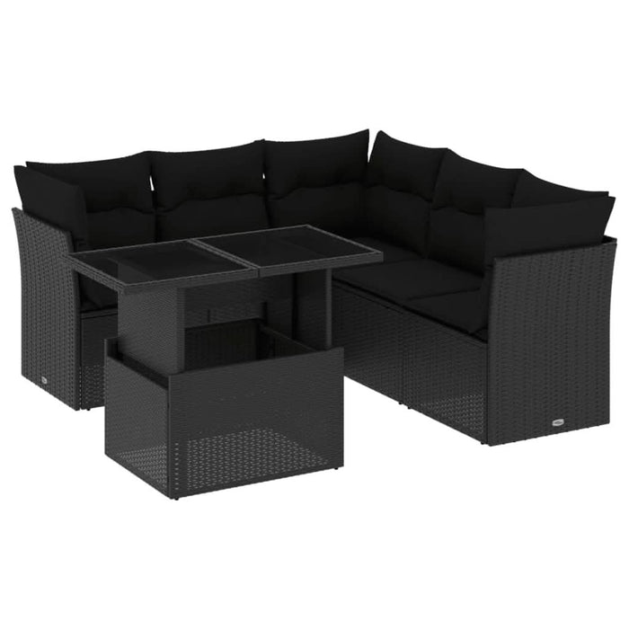 Set mobilier de grădină cu perne, 6 piese, negru, poliratan - WALTI WALTI
