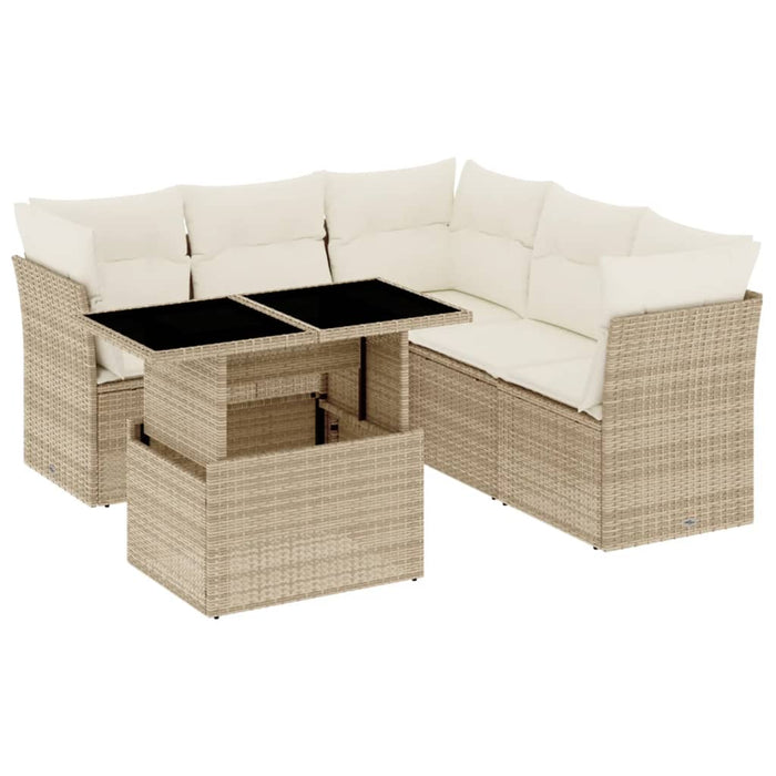 Set canapele de grădină cu perne, 6 piese, bej, poliratan WALTI