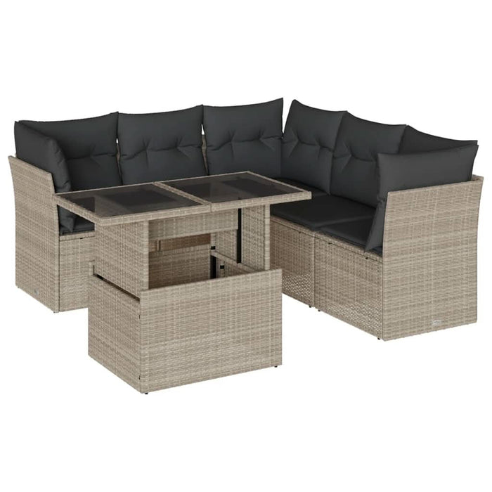 Set canapele de grădină cu perne, 6 piese gri deschis poliratan - WALTI WALTI