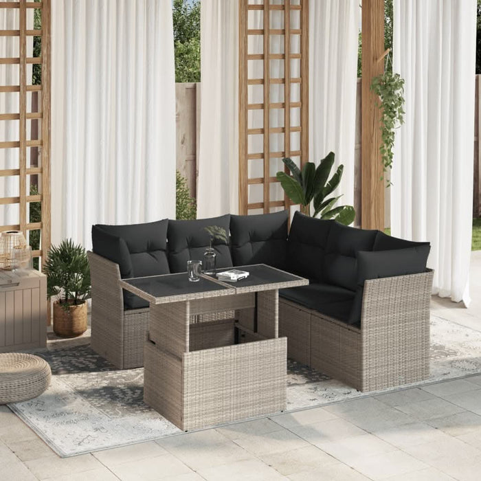 Set canapele de grădină cu perne, 6 piese gri deschis poliratan - WALTI WALTI