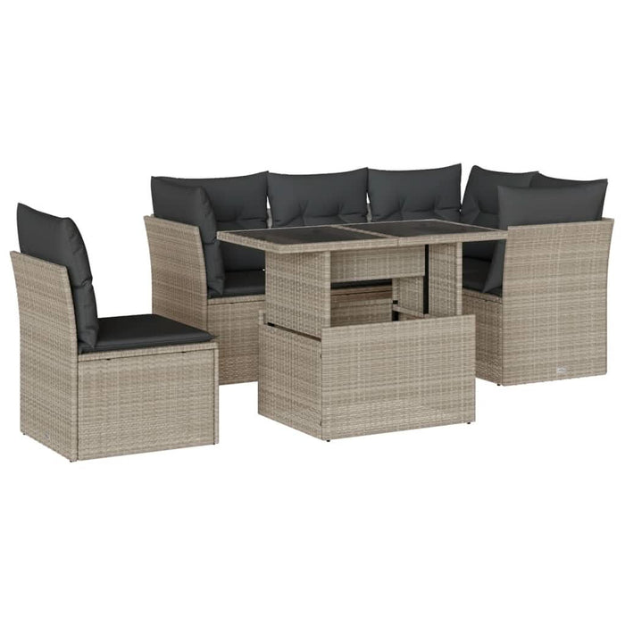 Set canapele de grădină cu perne, 6 piese gri deschis poliratan - WALTI WALTI