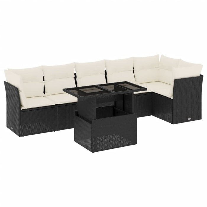 Set canapele de grădină cu perne, 7 piese, negru, poliratan - WALTI WALTI