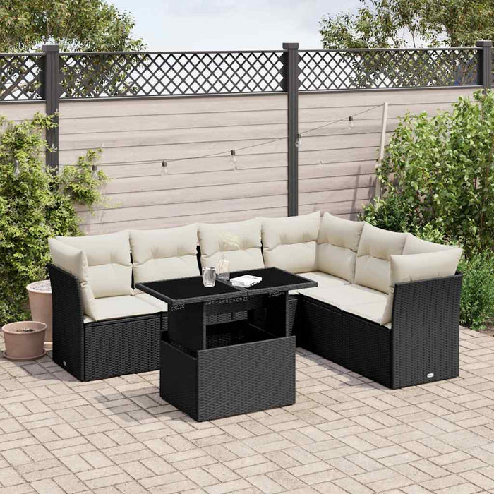 Set canapele de grădină cu perne, 7 piese, negru, poliratan - WALTI WALTI