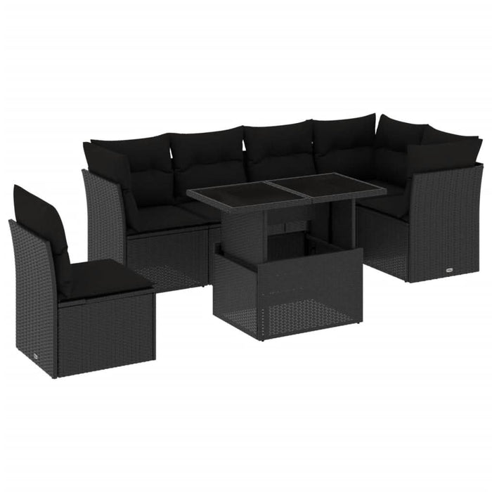 Set canapele de grădină cu perne, 7 piese, negru, poliratan - WALTI WALTI