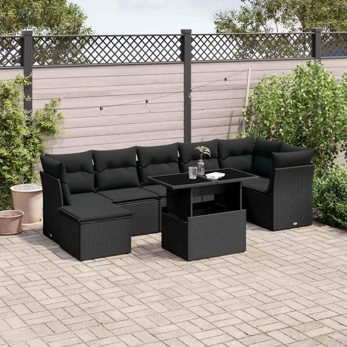 Set mobilier de grădină cu perne, 8 piese, negru, poliratan - WALTI WALTI