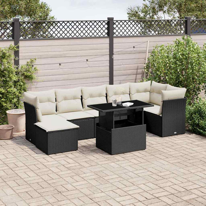 Set mobilier de grădină cu perne, 8 piese, negru, poliratan - WALTI WALTI