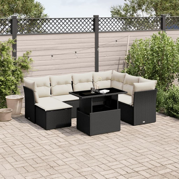 Set mobilier de grădină cu perne, 8 piese, negru, poliratan - WALTI WALTI