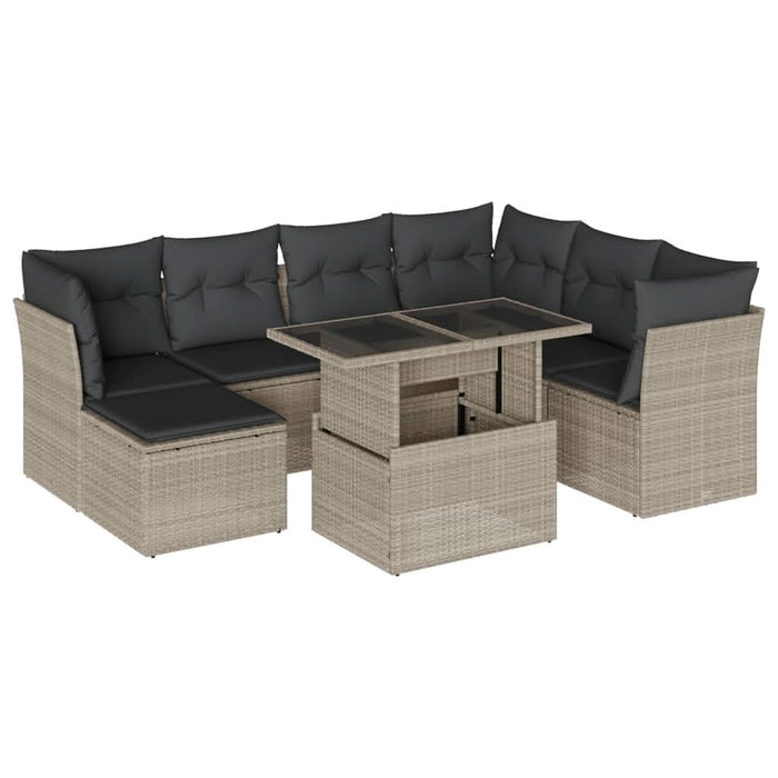 Set mobilier de grădină cu perne, 8 piese gri deschis poliratan - WALTI WALTI