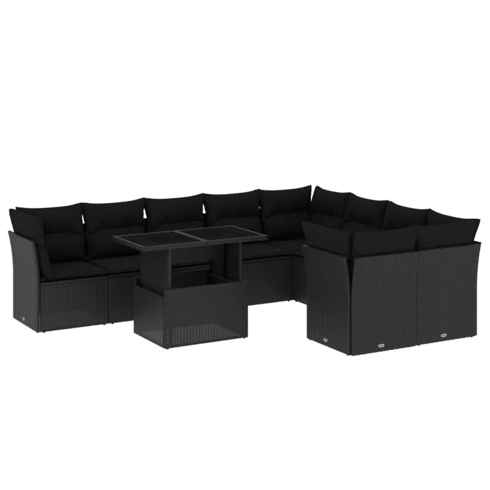 Set canapele de grădină cu perne, 10 piese, negru, poliratan - WALTI WALTI