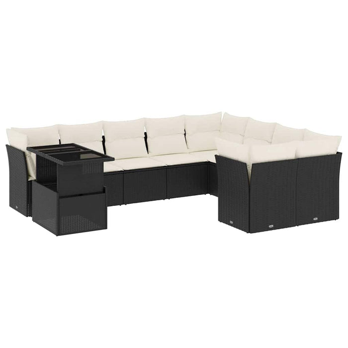 Set canapele de grădină cu perne, 10 piese, negru, poliratan - WALTI WALTI