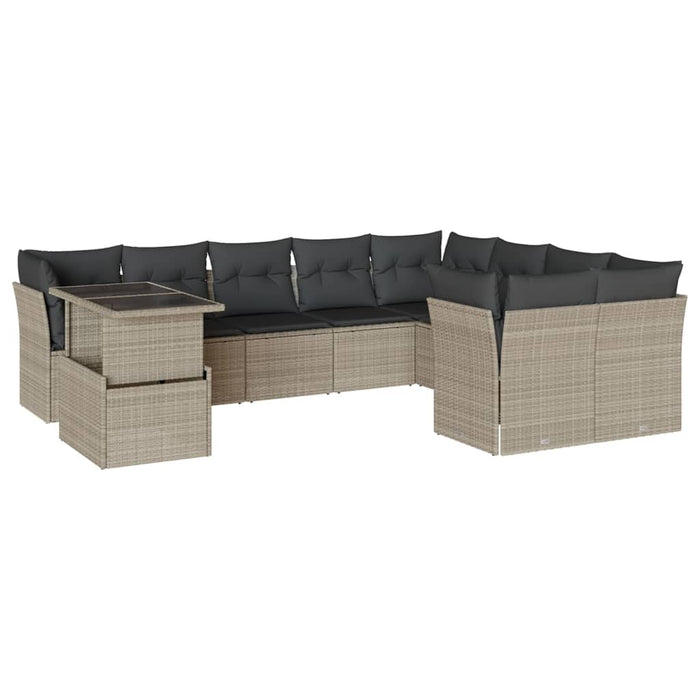 Set canapele de grădină cu perne 10 piese gri deschis poliratan - WALTI WALTI