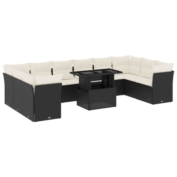 Set canapele de grădină cu perne, 11 piese, negru, poliratan - WALTI WALTI