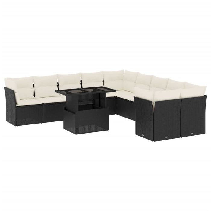 Set canapele de grădină cu perne, 11 piese, negru, poliratan - WALTI WALTI