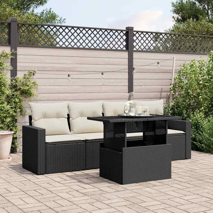 Set mobilier de grădină cu perne, 5 piese, negru, poliratan - WALTI WALTI