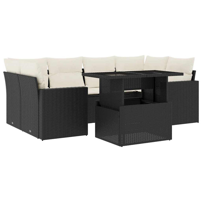 Set canapele de grădină cu perne, 7 piese, negru, poliratan - WALTI WALTI
