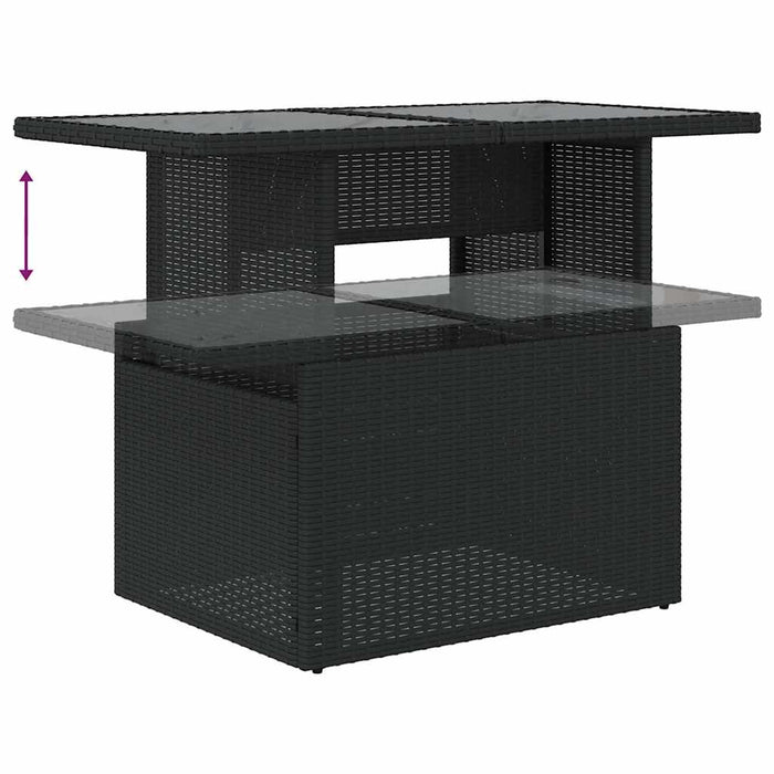 Set mobilier de grădină cu perne, 8 piese, negru, poliratan WALTI