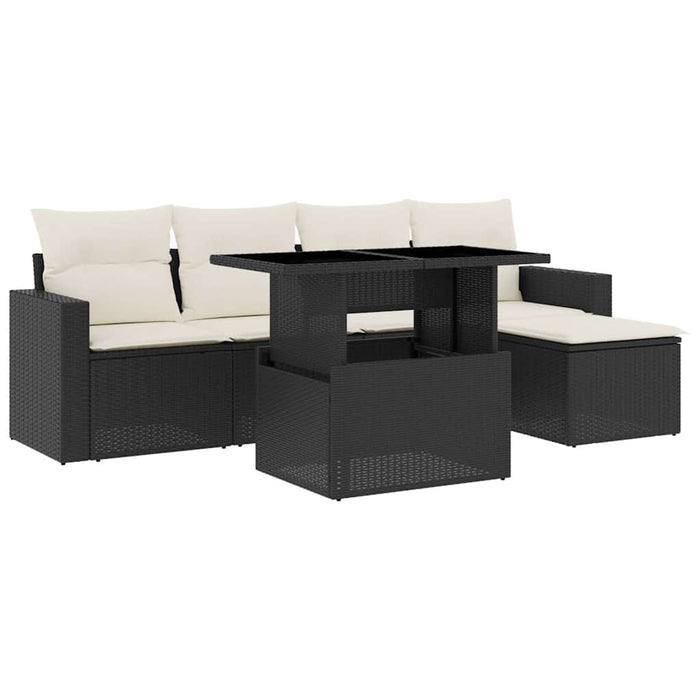 Set mobilier de grădină cu perne, 6 piese, negru, poliratan - WALTI WALTI