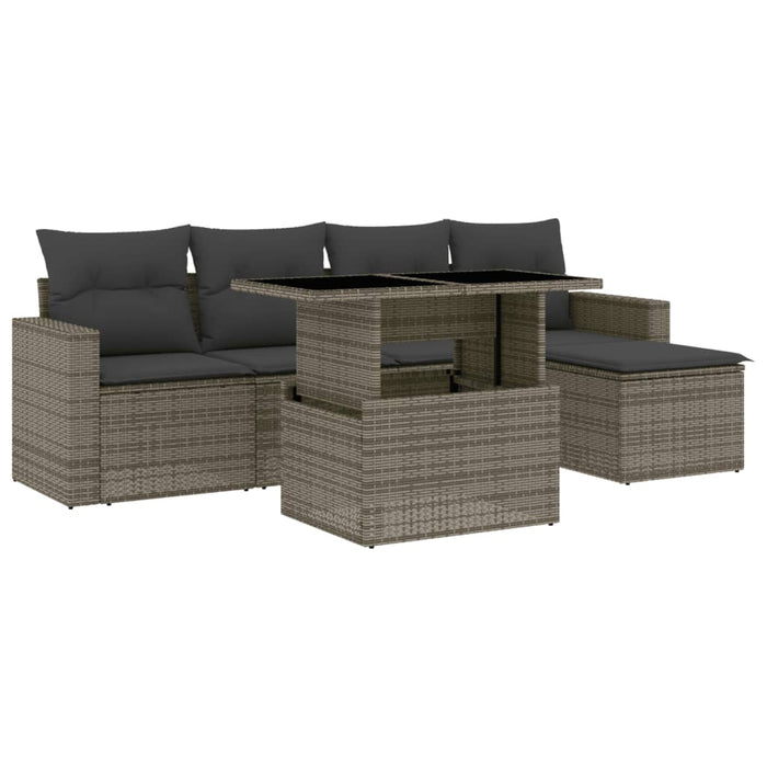 Set mobilier grădină cu perne, 6 piese, gri, poliratan - WALTI WALTI
