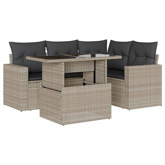Set canapele de grădină cu perne, 5 piese gri deschis poliratan - WALTI WALTI