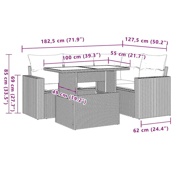 Set canapele de grădină cu perne, 5 piese gri deschis poliratan - WALTI WALTI