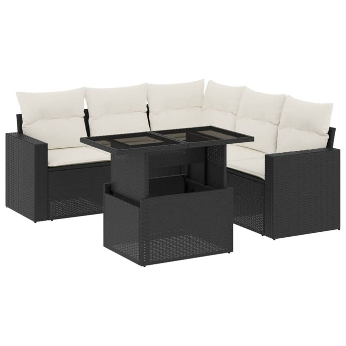 Set mobilier de grădină cu perne, 6 piese, negru, poliratan - WALTI WALTI