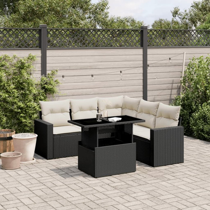 Set mobilier de grădină cu perne, 6 piese, negru, poliratan - WALTI WALTI