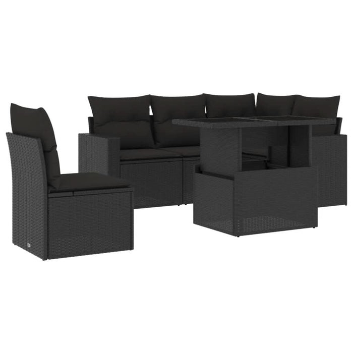 Set mobilier de grădină cu perne, 6 piese, negru, poliratan - WALTI WALTI