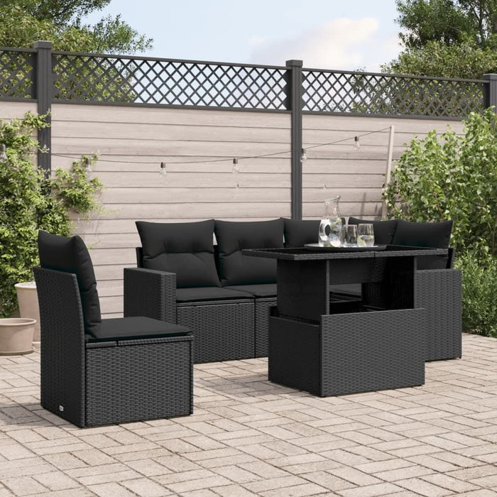 Set mobilier de grădină cu perne, 6 piese, negru, poliratan - WALTI WALTI