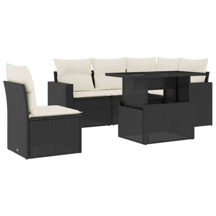 Set mobilier de grădină cu perne, 6 piese, negru, poliratan - WALTI WALTI