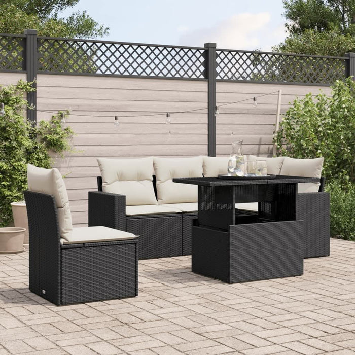 Set mobilier de grădină cu perne, 6 piese, negru, poliratan - WALTI WALTI