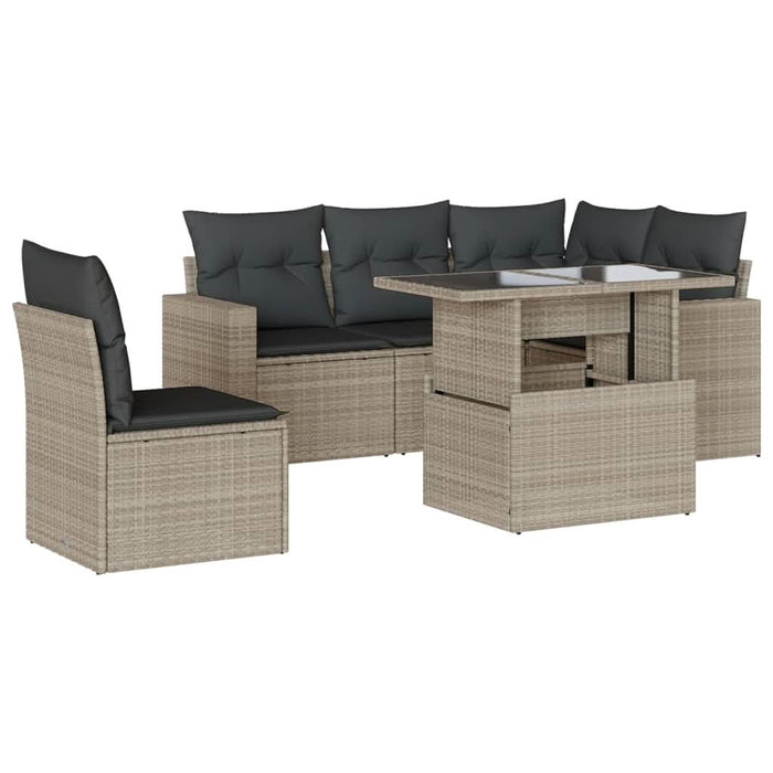 Set canapele de grădină cu perne, 6 piese gri deschis poliratan - WALTI WALTI