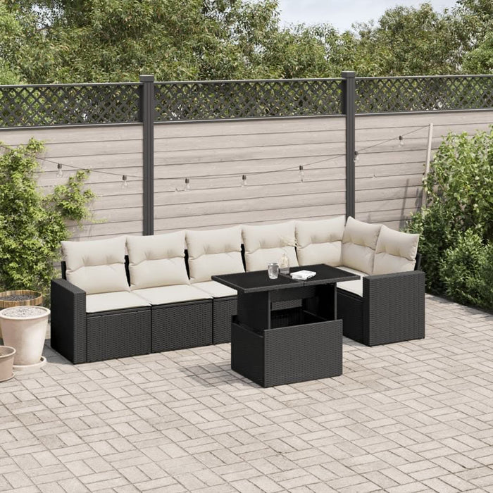 Set canapele de grădină cu perne, 7 piese, negru, poliratan - WALTI WALTI