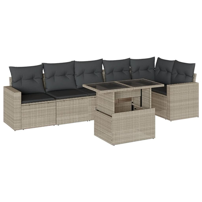 Set canapele de grădină cu perne, 7piese gri deschis poliratan - WALTI WALTI