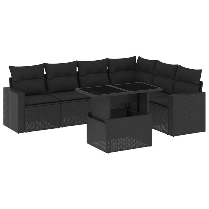 Set canapele de grădină cu perne, 7 piese, negru, poliratan - WALTI WALTI