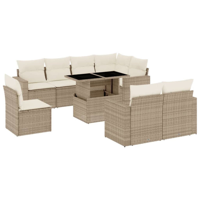 Set canapele de grădină, 9 piese, cu perne, bej, poliratan - WALTI WALTI