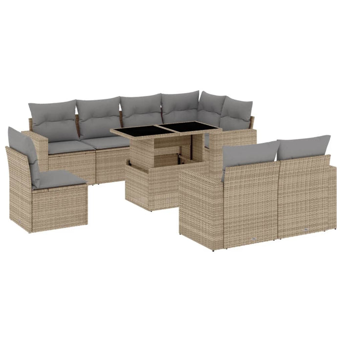 Set canapele de grădină, 9 piese, cu perne, bej, poliratan - WALTI WALTI