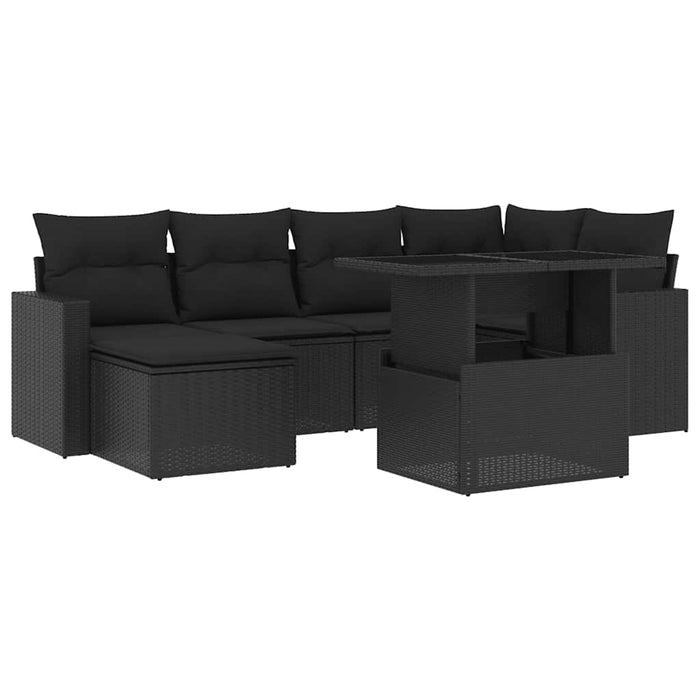 Set canapele de grădină cu perne, 7 piese, negru, poliratan - WALTI WALTI