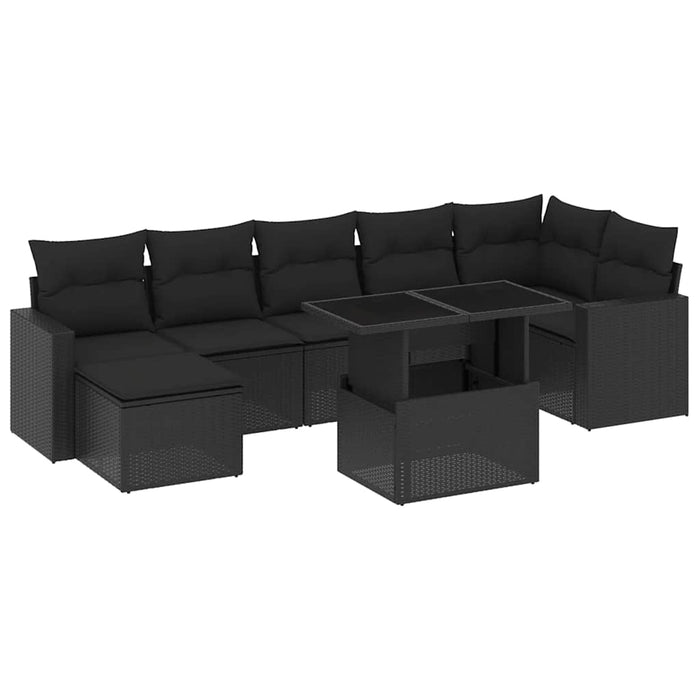 Set mobilier de grădină cu perne, 8 piese, negru, poliratan - WALTI WALTI