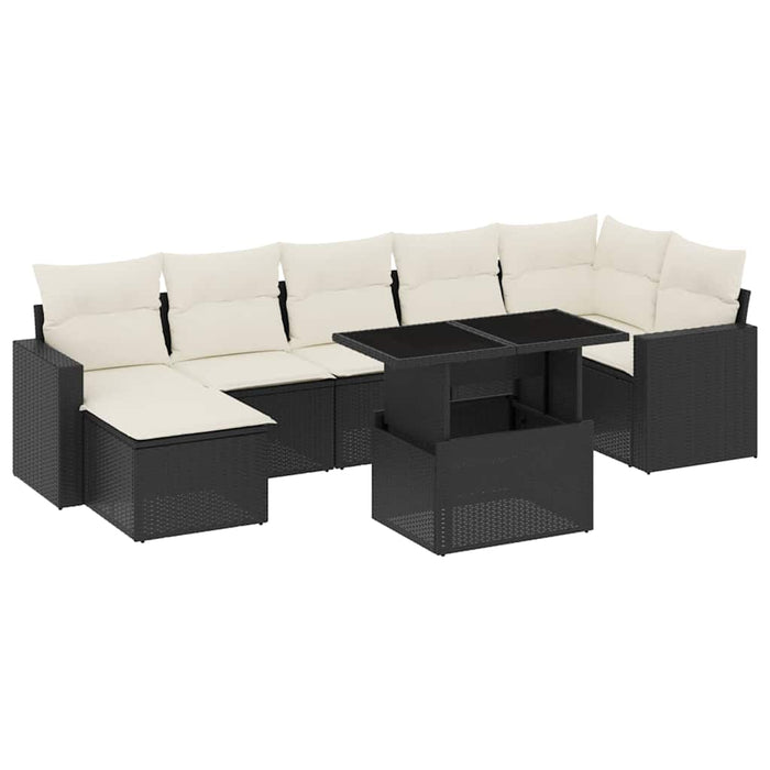 Set mobilier de grădină cu perne, 8 piese, negru, poliratan - WALTI WALTI