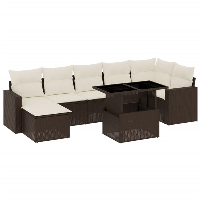 Set canapele de grădină cu perne, 8 piese, maro, poliratan WALTI