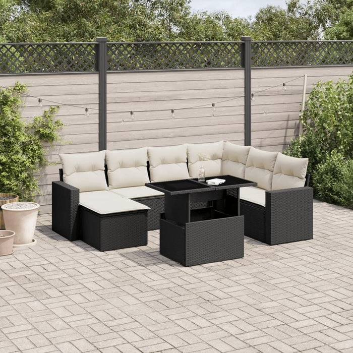Set mobilier de grădină cu perne, 8 piese, negru, poliratan - WALTI WALTI