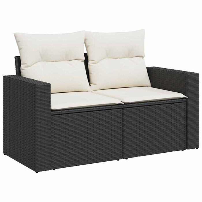 Set mobilier de grădină cu perne, 9 piese, negru, poliratan WALTI
