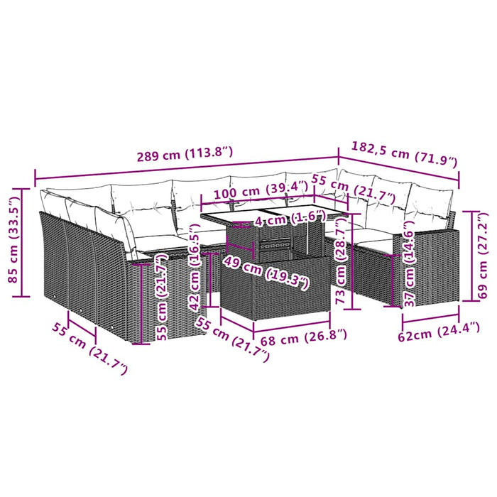 Set canapele de grădină cu perne, 10 piese, bej, poliratan - WALTI WALTI