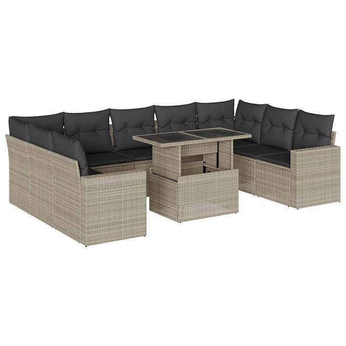 Set canapele de grădină cu perne 10 piese gri deschis poliratan - WALTI WALTI
