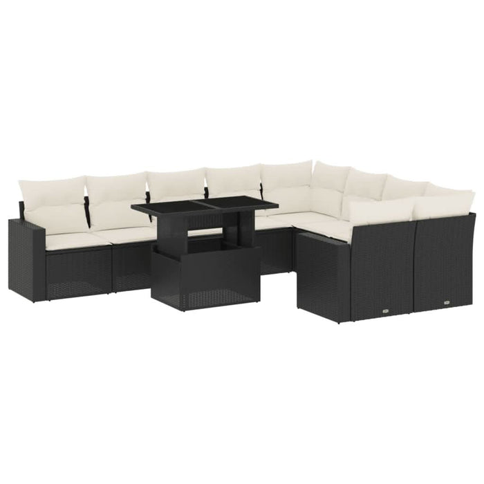 Set canapele de grădină cu perne, 10 piese, negru, poliratan - WALTI WALTI