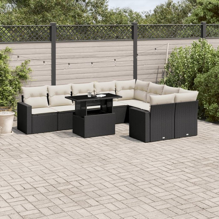Set canapele de grădină cu perne, 10 piese, negru, poliratan - WALTI WALTI